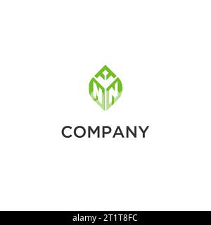 NN monogram with leaf logo design ideas, creative initial letter logo with natural green leaves vector graphic Stock Vector
