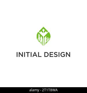 VL monogram with leaf logo design ideas, creative initial letter logo with natural green leaves vector graphic Stock Vector