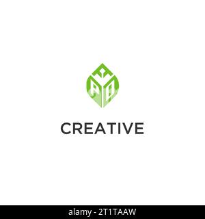 PD monogram with leaf logo design ideas, creative initial letter logo with natural green leaves vector graphic Stock Vector