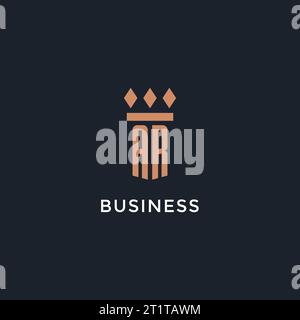 AR logo initial with pillar icon design, luxury monogram style logo for law firm and attorney vector graphic Stock Vector
