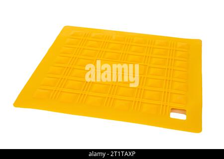 One silicone pot holder, macro, isolated on white background. Stock Photo