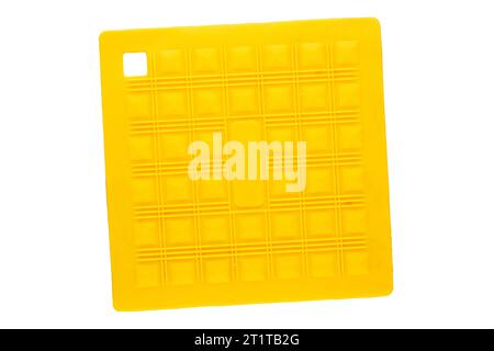 One silicone pot holder, macro, isolated on white background, top view. Stock Photo