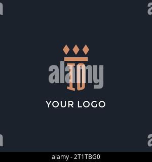 IO logo initial with pillar icon design, luxury monogram style logo for law firm and attorney vector graphic Stock Vector