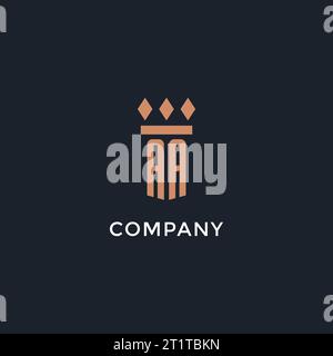 AA logo initial with pillar icon design, luxury monogram style logo for law firm and attorney vector graphic Stock Vector