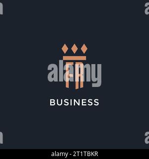 FR logo initial with pillar icon design, luxury monogram style logo for law firm and attorney vector graphic Stock Vector