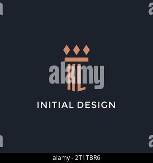 KL logo initial with pillar icon design, luxury monogram style logo for law firm and attorney vector graphic Stock Vector