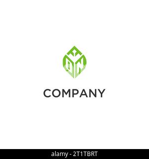 ON monogram with leaf logo design ideas, creative initial letter logo with natural green leaves vector graphic Stock Vector