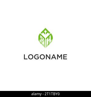 SH monogram with leaf logo design ideas, creative initial letter logo with natural green leaves vector graphic Stock Vector