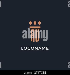 AU logo initial with pillar icon design, luxury monogram style logo for law firm and attorney vector graphic Stock Vector