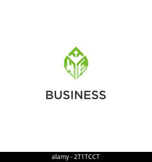 WE monogram with leaf logo design ideas, creative initial letter logo with natural green leaves vector graphic Stock Vector