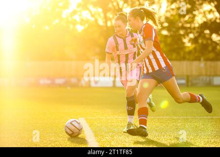 London, UK. 15th Oct, 2023. London, England, October 15th 2023: Action during the London and South East Regional Womens Premier League game between Dorking Wanderers and Dulwich Hamlet at Meadowbank in London, England. (Liam Asman/SPP) Credit: SPP Sport Press Photo. /Alamy Live News Stock Photo