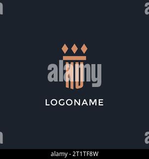 MU logo initial with pillar icon design, luxury monogram style logo for law firm and attorney vector graphic Stock Vector