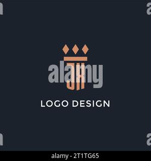 JX logo initial with pillar icon design, luxury monogram style logo for law firm and attorney vector graphic Stock Vector