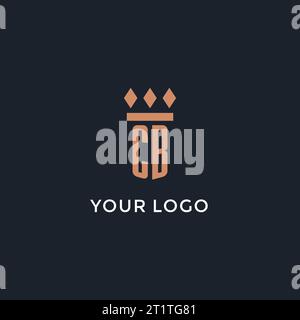 CB logo initial with pillar icon design, luxury monogram style logo for law firm and attorney vector graphic Stock Vector