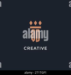 QD logo initial with pillar icon design, luxury monogram style logo for law firm and attorney vector graphic Stock Vector