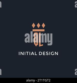 QL logo initial with pillar icon design, luxury monogram style logo for law firm and attorney vector graphic Stock Vector