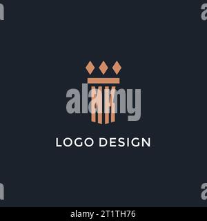 MK logo initial with pillar icon design, luxury monogram style logo for law firm and attorney vector graphic Stock Vector