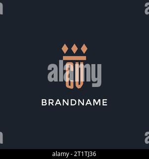 CV initial monogram logo with pillar style design Stock Vector Image ...