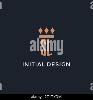 SL logo initial with pillar icon design, luxury monogram style logo for law firm and attorney vector graphic Stock Vector