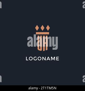 UH logo initial with pillar icon design, luxury monogram style logo for law firm and attorney vector graphic Stock Vector