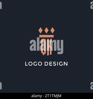 QK logo initial with pillar icon design, luxury monogram style logo for law firm and attorney vector graphic Stock Vector