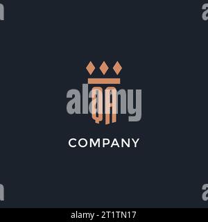 QA logo initial with pillar icon design, luxury monogram style logo for law firm and attorney vector graphic Stock Vector