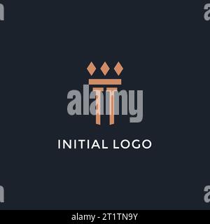 TT logo initial with pillar icon design, luxury monogram style logo for law firm and attorney vector graphic Stock Vector