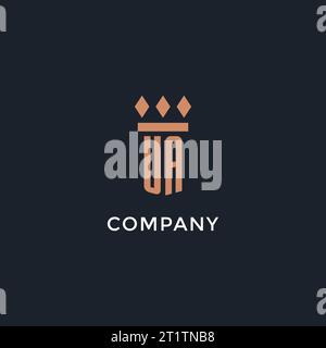 UA logo initial with pillar icon design, luxury monogram style logo for law firm and attorney vector graphic Stock Vector