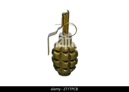 A blank grenade used for training and education purposes in the military, isolated on white background. Stock Photo