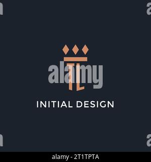 TL logo initial with pillar icon design, luxury monogram style logo for law firm and attorney vector graphic Stock Vector