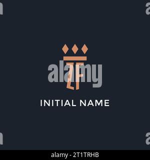 ZF logo initial with pillar icon design, luxury monogram style logo for law firm and attorney vector graphic Stock Vector