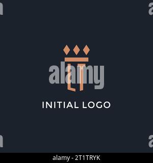 LT logo initial with pillar icon design, luxury monogram style logo for law firm and attorney vector graphic Stock Vector