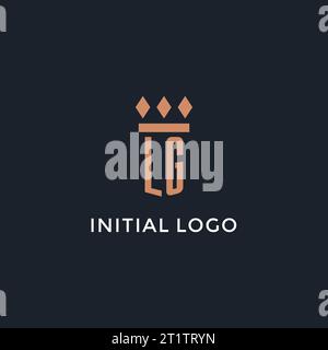 LG logo initial with pillar icon design, luxury monogram style logo for law firm and attorney vector graphic Stock Vector