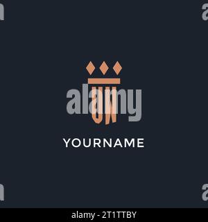 VW logo initial with pillar icon design, luxury monogram style logo for law firm and attorney vector graphic Stock Vector