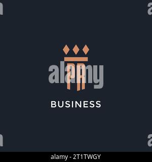 PR logo initial with pillar icon design, luxury monogram style logo for law firm and attorney vector graphic Stock Vector