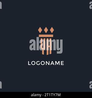 YH logo initial with pillar icon design, luxury monogram style logo for law firm and attorney vector graphic Stock Vector