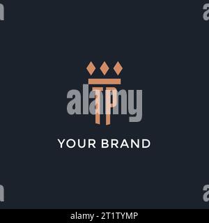 TP logo initial with pillar icon design, luxury monogram style logo for law firm and attorney vector graphic Stock Vector