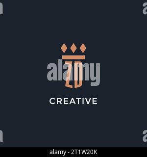 ZD monogram logo with pillar shape icon, luxury and elegant design logo ...