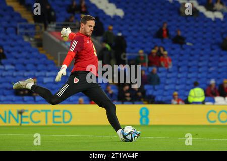 Cardiff, UK. 14th Oct, 2023. Goalkeeper Danny Ward (12 Wales) warms up during the UEFA Euro 2024 Qualifier football match between Wales and Croatia at Cardiff City Stadium in Cardiff, Wales. (James Whitehead/SPP) Credit: SPP Sport Press Photo. /Alamy Live News Stock Photo