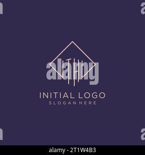 Initials TH logo monogram with rectangle style design vector graphic Stock Vector