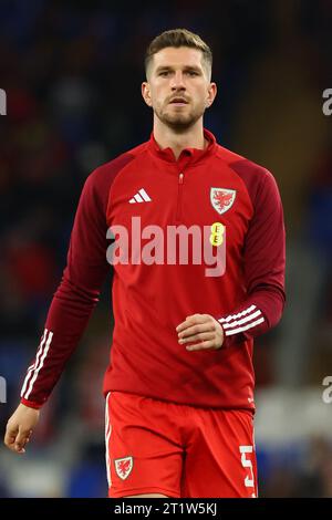 Cardiff, UK. 14th Oct, 2023. Chris Mepham (5 Wales) warms up during the UEFA Euro 2024 Qualifier football match between Wales and Croatia at Cardiff City Stadium in Cardiff, Wales. (James Whitehead/SPP) Credit: SPP Sport Press Photo. /Alamy Live News Stock Photo