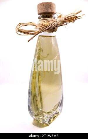 A view of a liquor bottle on a white background Stock Photo