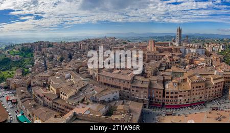 Siena Duomo with the countryside in background and Piazza del Campo Stock Photo