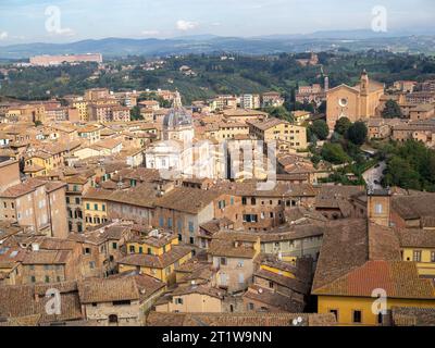 Siena roofs and the countryside from the top of Torre del Mangia Stock Photo