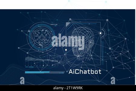 Virtual infographics with a 3D model of a human head. Stock Vector