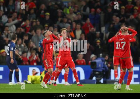 Cardiff, UK. 15th Oct, 2023. Harry Wilson of Wales reacts to his free kick being saved during the UEFA Euro 2024 Qualifiers match Wales vs Croatia at Cardiff City Stadium, Cardiff, United Kingdom, 15th October 2023 (Photo by Gareth Evans/News Images) in Cardiff, United Kingdom on 10/15/2023. (Photo by Gareth Evans/News Images/Sipa USA) Credit: Sipa USA/Alamy Live News Stock Photo
