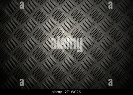 Close-up of a sheet of aluminium checker plate. Industrial material background concept. With lighting effect Stock Photo