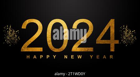 Happy new 2024 year Elegant gold text with confetti and smowflakes ...