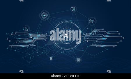 Futuristic interface with electronic chips and artificial intelligence ...