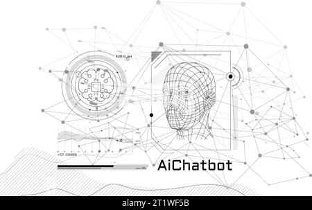 Virtual infographics with a 3D model of a human head. Stock Vector